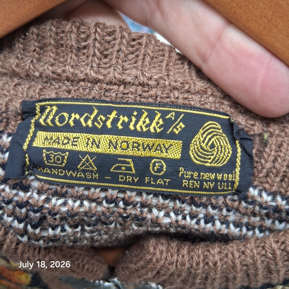 Vintage Nordstrikk Cardigan Fair Isle Norwegian Wool Sweater Womens Medium M/L - Picture 5 of 9